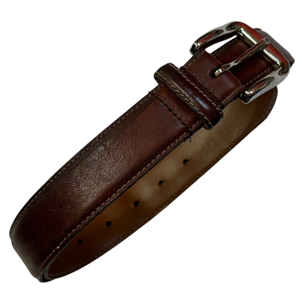 Bosca Mens Size 34 Belt Brown Leather Belt Silver Buckle Canada Old Money Office
